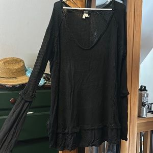 We The Free long sleeve black raglan sweater off shoulder